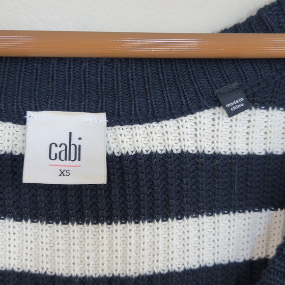 Cabi #5289 Whistle Black White Stripe Short Sleeve Knit Cardigan Sweater XS - Picture 10 of 11